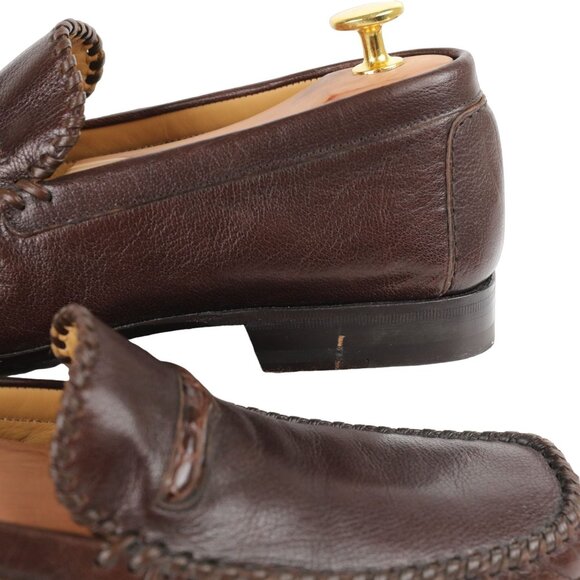 Vintage Exotic Crocodile and Calf Johnston Murphy Mens Brown Dress Shoes Loafers main image 9